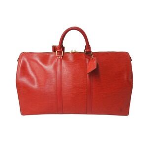Louis Vuitton Epi Keepall Boston Bag Castilian Red Leather